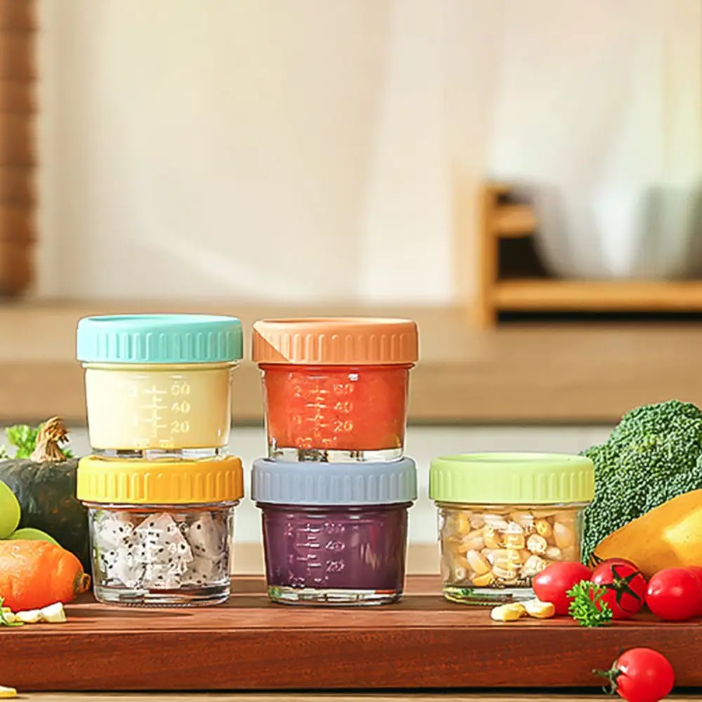 Baby Food Glass Containers - 6pcs Multipurpose Glass Baby Food Jar