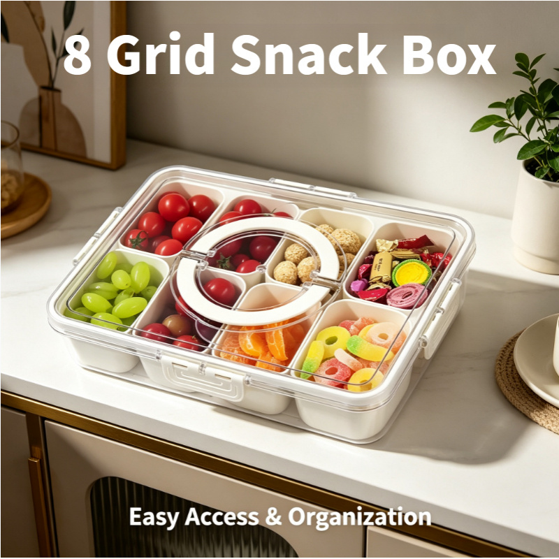 8 Grid Snack Box with Lid Port - Snack Container Travel recension och pris