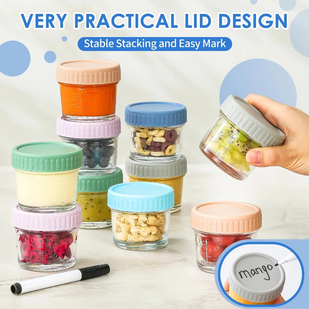 6pcs Mason Jar Glass Baby Food - Baby Food Glass Containers recension och pris