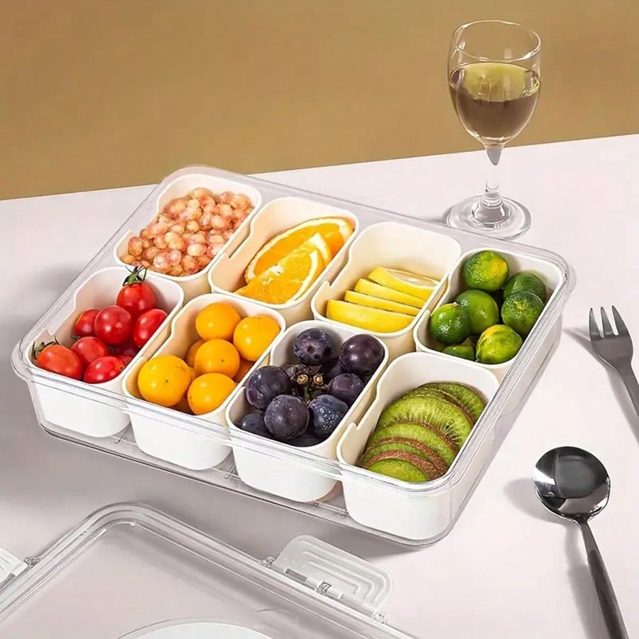 8 Compartments Divided Snack C - Snack Container Travel recension och pris