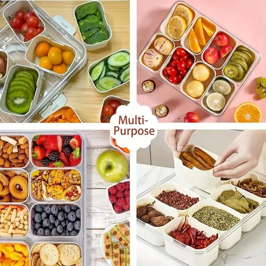 8 Compartments Divided Snack C - Snack Container Travel recension och pris