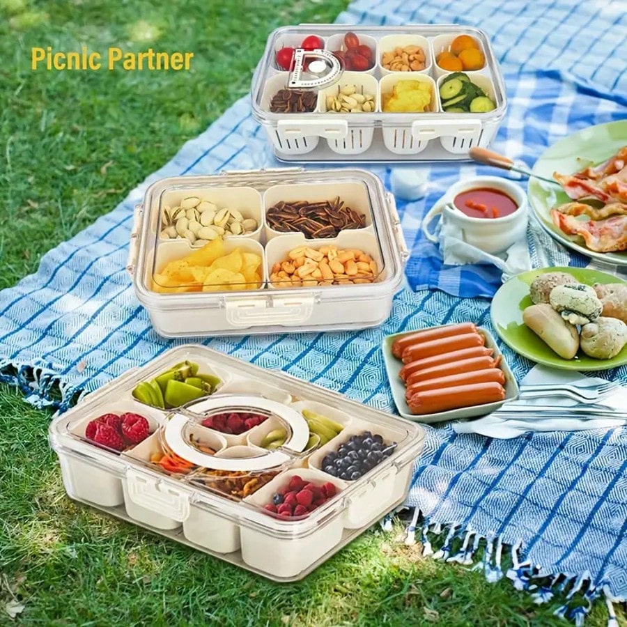 8 Compartments Divided Snack C - Snack Container Travel recension och pris