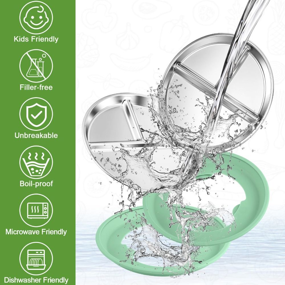 Stainless Steel Kids Plate wit - Plate Suction Toddler recension och pris